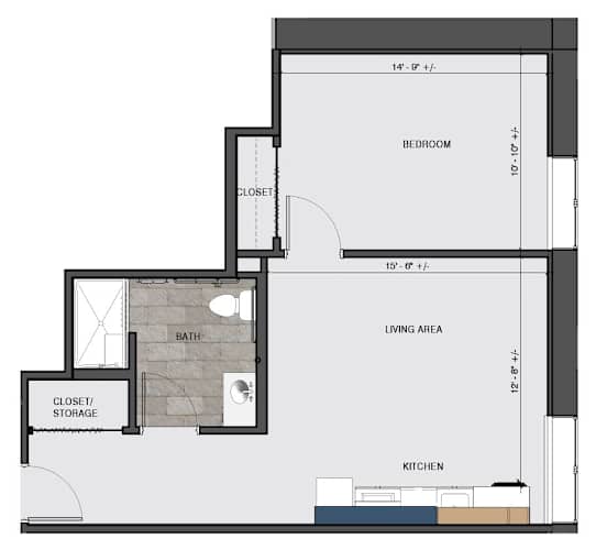Floor Plan  1 bed - Theater ADA ta