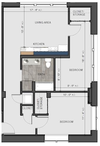 Floor Plan  2 bed 1 bath Lions Gate le