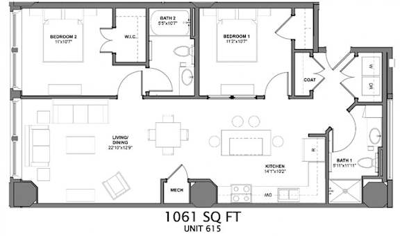 Floor Plan  IIB6 Floorplan at Arcade Apartments, Missouri