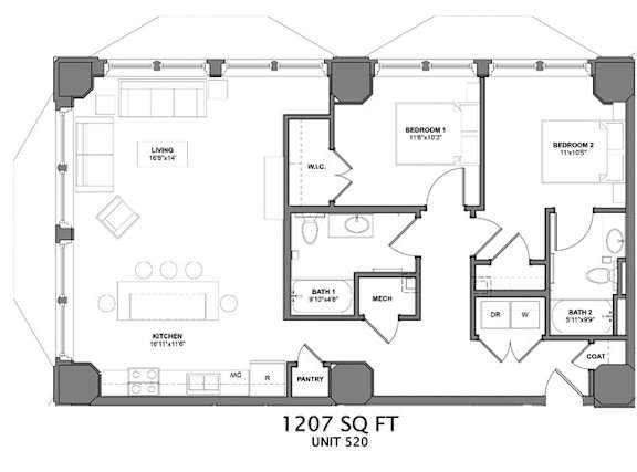 Floor Plan  IIV6 Floorplan at Arcade Apartments, St Louis, Missouri