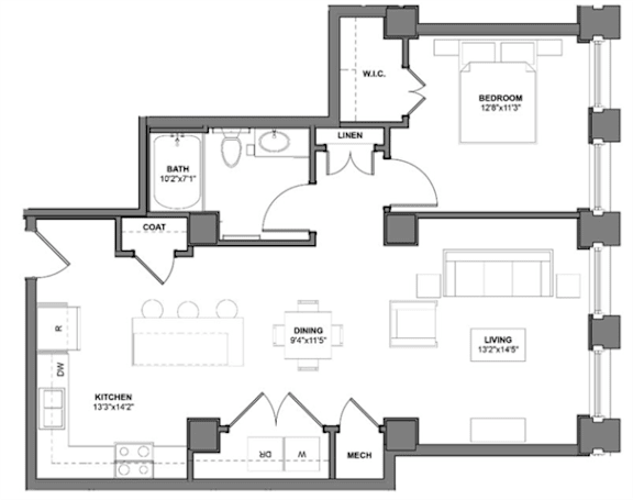 Floor Plan  IJJ6 Floorplan at Arcade Apartments, St Louis, Missouri