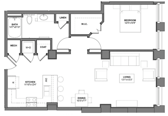 Floor Plan  INN6 Floorplan at Arcade Apartments, Missouri, 63101
