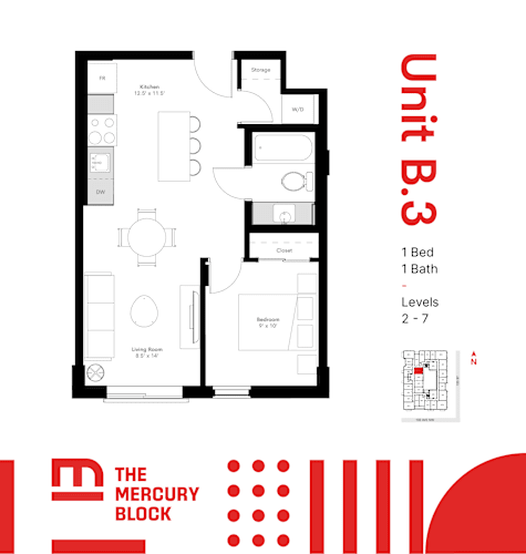 Floor Plan  Model B3 - 1 Bed