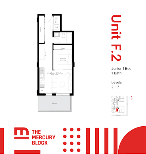 Floor Plan  Model F2 - 1 Bed Junior