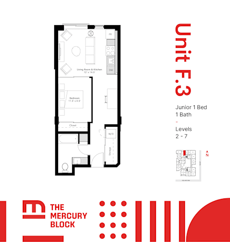 Floor Plan  Model F3 - 1 Bed Junior