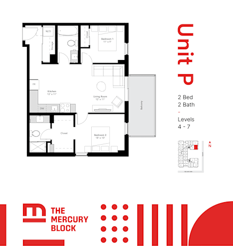 Floor Plan  Model P - 2 Bed