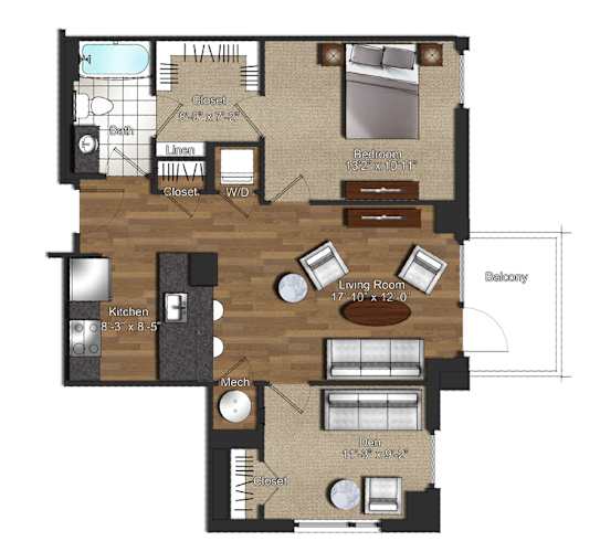 Floor Plan  a floor plan of a house with bedrooms and a living room