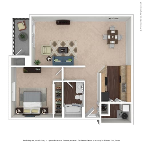 Floor Plan  a stylized floor plan with a bedroom and a living room