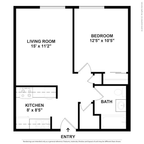 Floor Plan  this floor plan is an approximation of a 1 bedroom floor plan