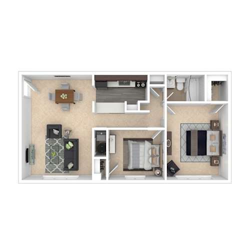 Floor Plan  a bedroom floor plan with a living room and a kitchen