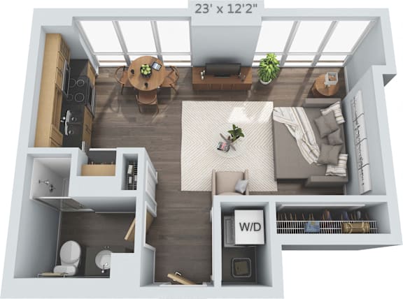Floor Plan  Studio 1 bath at Clayton on the Park Apartments, Clayton, Missouri
