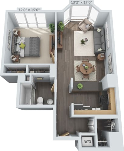 Floor Plan  1 bed 1 bath at Clayton on the Park Apartments, Missouri