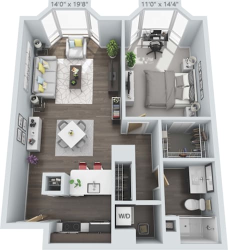 Floor Plan  1 bed 1 bath E at Clayton on the Park Apartments, Clayton, Missouri