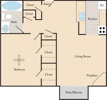 Floor Plan  1 Bed, 1 Bath A1