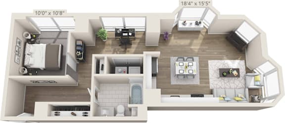 Floor Plan  1 bedroom 1 bath at Clayton on the Park Apartments, Clayton, MO, 63105