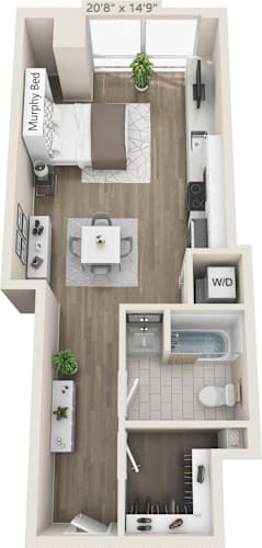 Floor Plan  1 bedroom 1 bathroom D at Clayton on the Park Apartments, Missouri