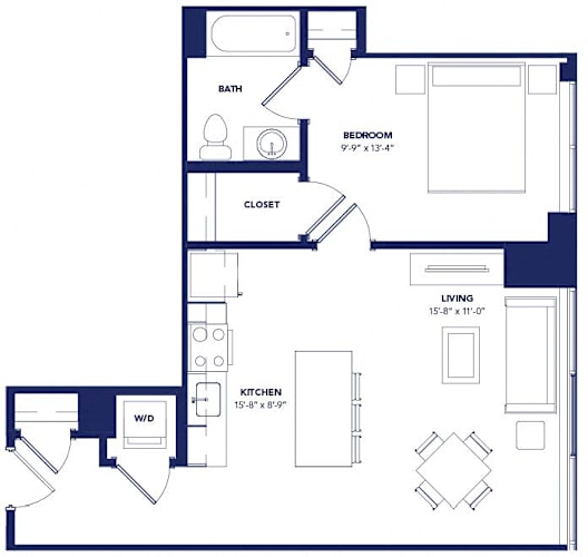 Floor Plan  1 bed 1 bath A at Two Twelve Clayton Apartments, Clayton 63105