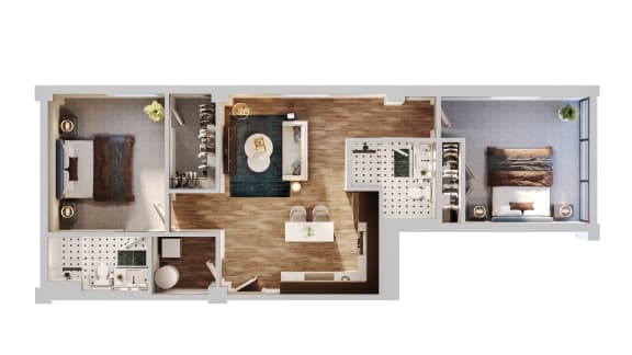 Floor Plan  D3 Floor Plan | 933 Sq. Ft. at The Madison, Columbus