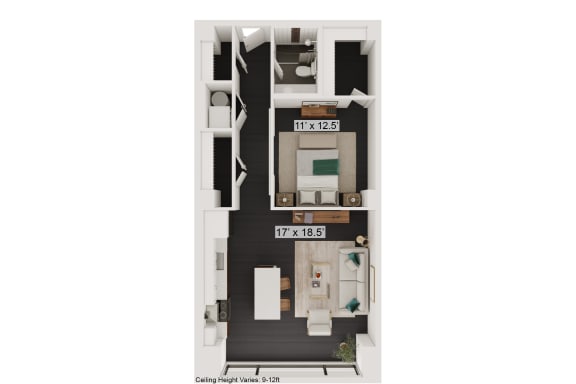 Floor Plan  a bedroom floor plan and a bathroom with a tub