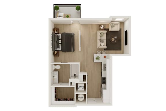 Floor Plan  Studio 1 Bath Floor Plan | 715 Sq. Ft. at VALE Lake Wylie in SC 29710