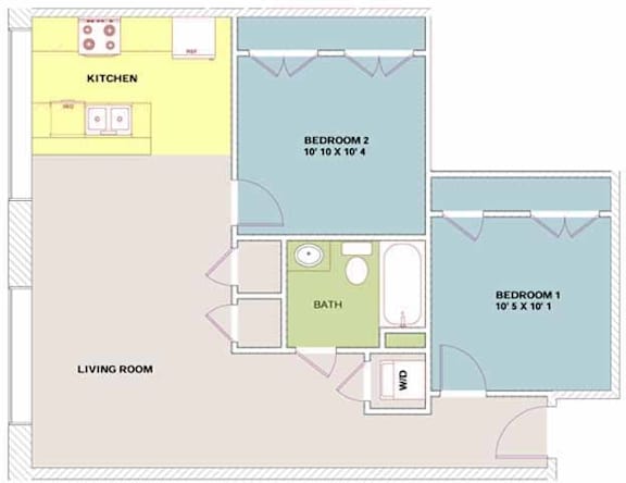 Floor Plan  The Masonry Bobber 2 Bed Floor Plan