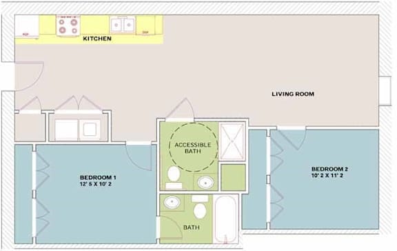 Floor Plan  The Masonry Bobber 2 bed bath Bed Floor Plan