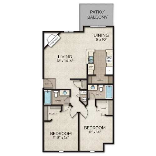 Floor Plan  C1 Floor Plan at Camden Place Apartments, Dublin, Ohio
