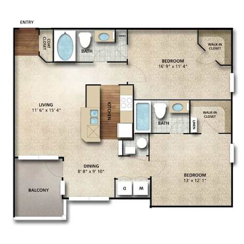Floor Plan  Kent I Floor Plan | 975 Sq. Ft. at The Orchard, Dublin