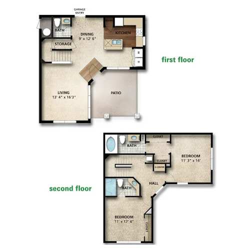 Floor Plan  Kingston I Floor Plan | 1,345 Sq. Ft. at The Orchard, Dublin