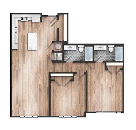 Floor Plan  A drawing of a bathroom with a toilet, sink, and mirror.