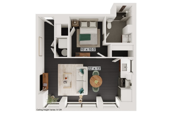Floor Plan  bedroom floor plan an in 1 bed 1 bath, opens a dialog