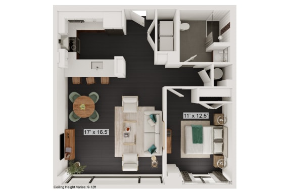 Floor Plan  a floor plan of a 1 bedroom apartment