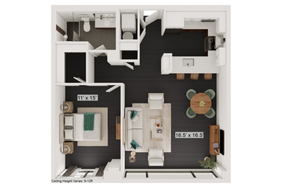 Floor Plan  a floor plan of a 1 bedroom apartment