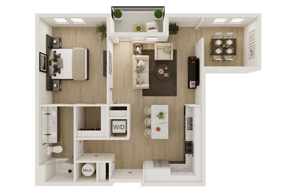 Floor Plan  1 Bed 1 Bath Floor Plan | 801 Sq. Ft. at VALE Lake Wylie in South Carolina 29710