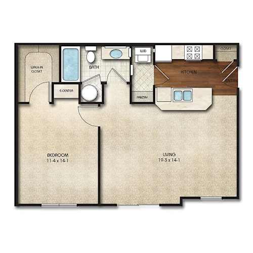 Floor Plan  A4d Floor Plan | 720 Sq. Ft. at Times Square, Dublin, OH