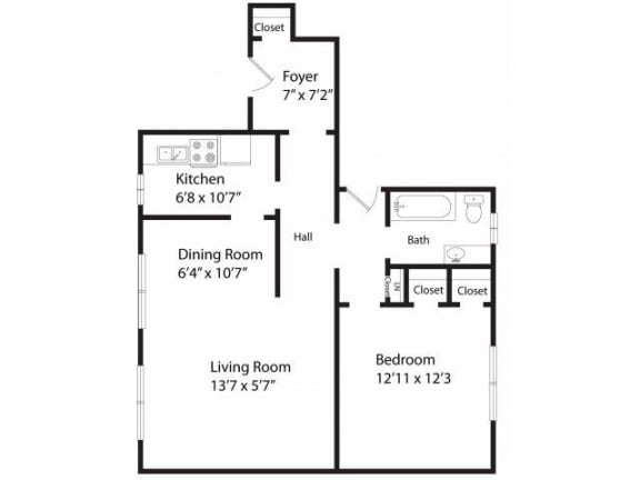 Floor Plan  One Bedroom Plan