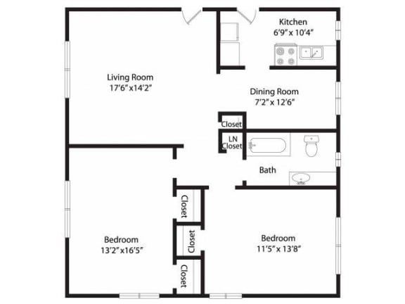 Floor Plan  Two Bedroom Apartment Floor Plan