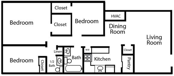 Floor Plan  A black screen with white icons for settings, volume, and a menu.