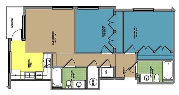 Floor Plan  The Masonry Two Bedroom Apartment in Richmond Va
