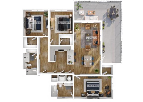 Floor Plan  3 Bed 2 Bath Floor Plan | 1,548  Sq. Ft. at Boardwalk at Research Park in Alabama 35811