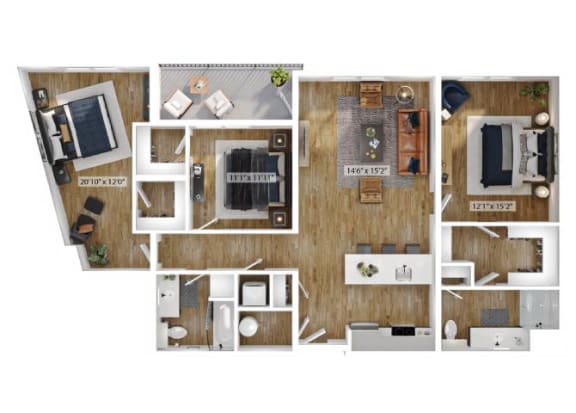 Floor Plan  3 Bed 2 Bath Floor Plan | 1,449 Sq. Ft. at Boardwalk at Research Park in Huntsville, 35811