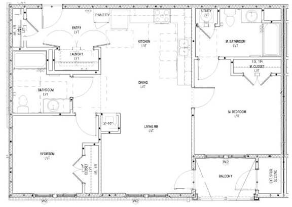 Floor Plan  A floor plan of a house with labeled rooms and dimensions.