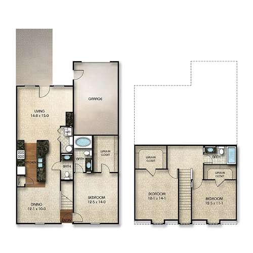 Floor Plan  DT1p Floor Plan | 1600 Sq. Ft. at Times Square, Dublin, OH