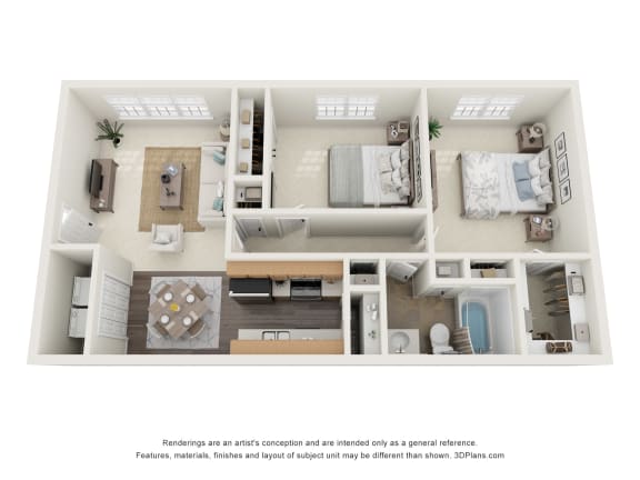 Floor Plan  a 3d floor plan of a house with a bedroom and living room