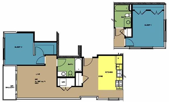 Floor Plan  The Masonry Trolley Floor Plan 2 Bed