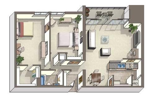 Floor Plan  Spectrum Apartments in Arlington VA floor plan 2 bed