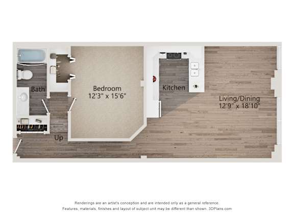 Floor Plan  A1 Floor Plan at Shorehaus Lofts Apartments, Cleveland, 44113
