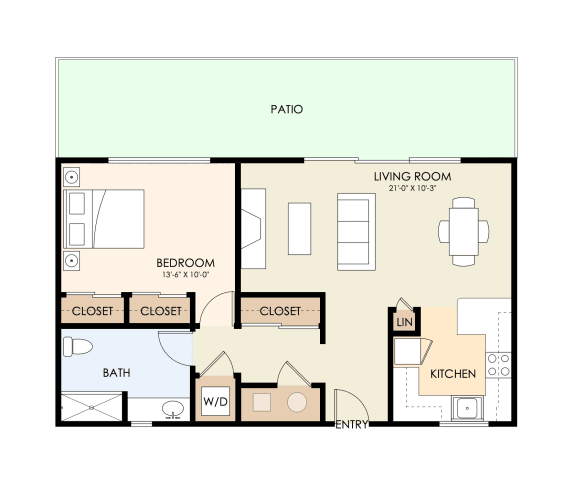 Floor Plan  One Bedroom One Bathroom