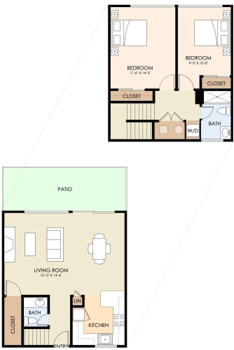Floor Plan  2 Bedroom 1.5 Bath