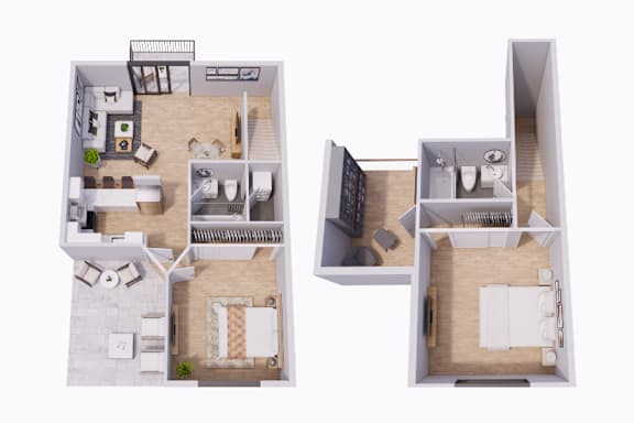 Floor Plan  A top-down view of a small apartment layout.